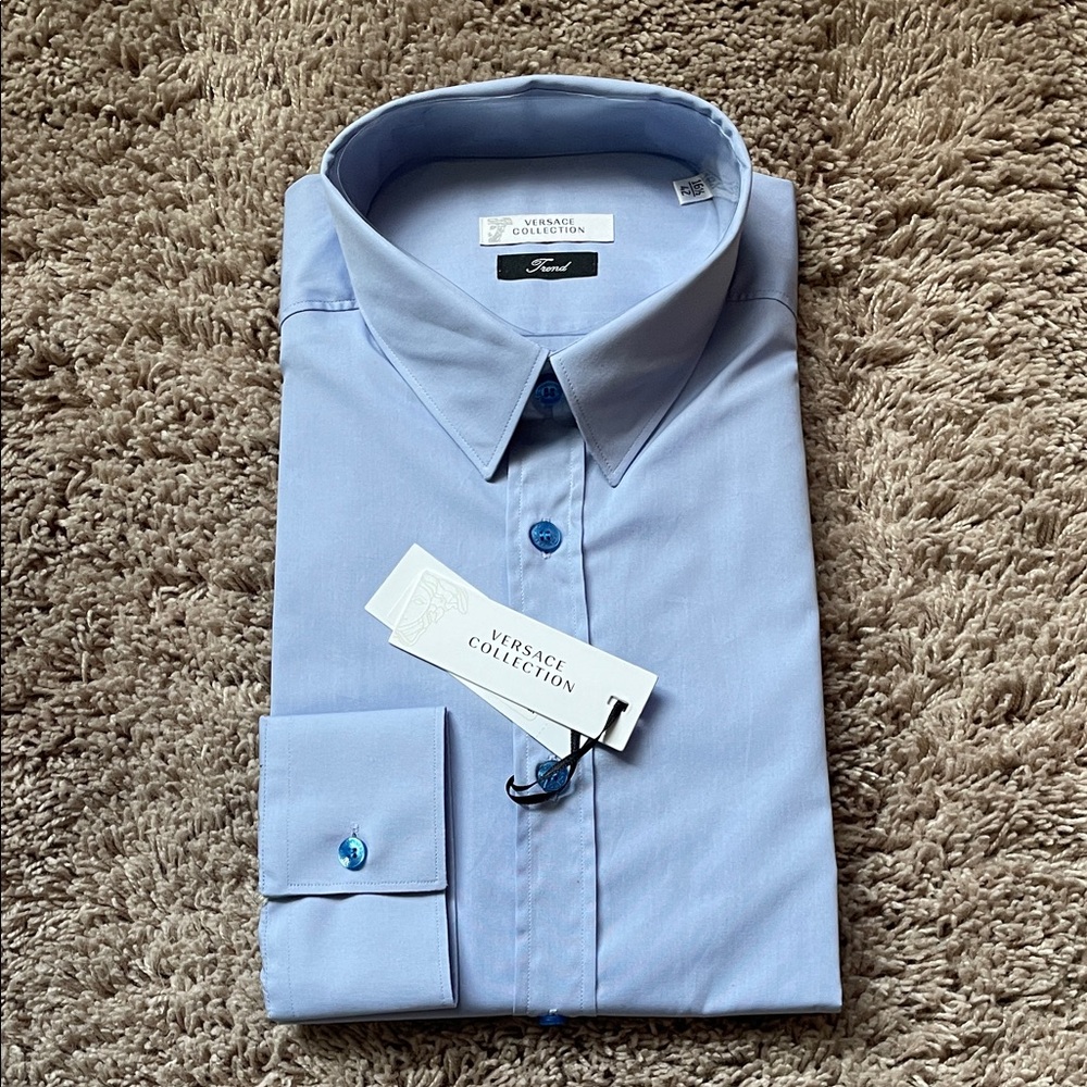 NWT Versace Light Blue Men's Dress Shirt size 16.5
